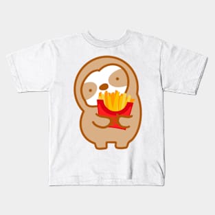 Easily Distracted By Fries Sloth Kids T-Shirt